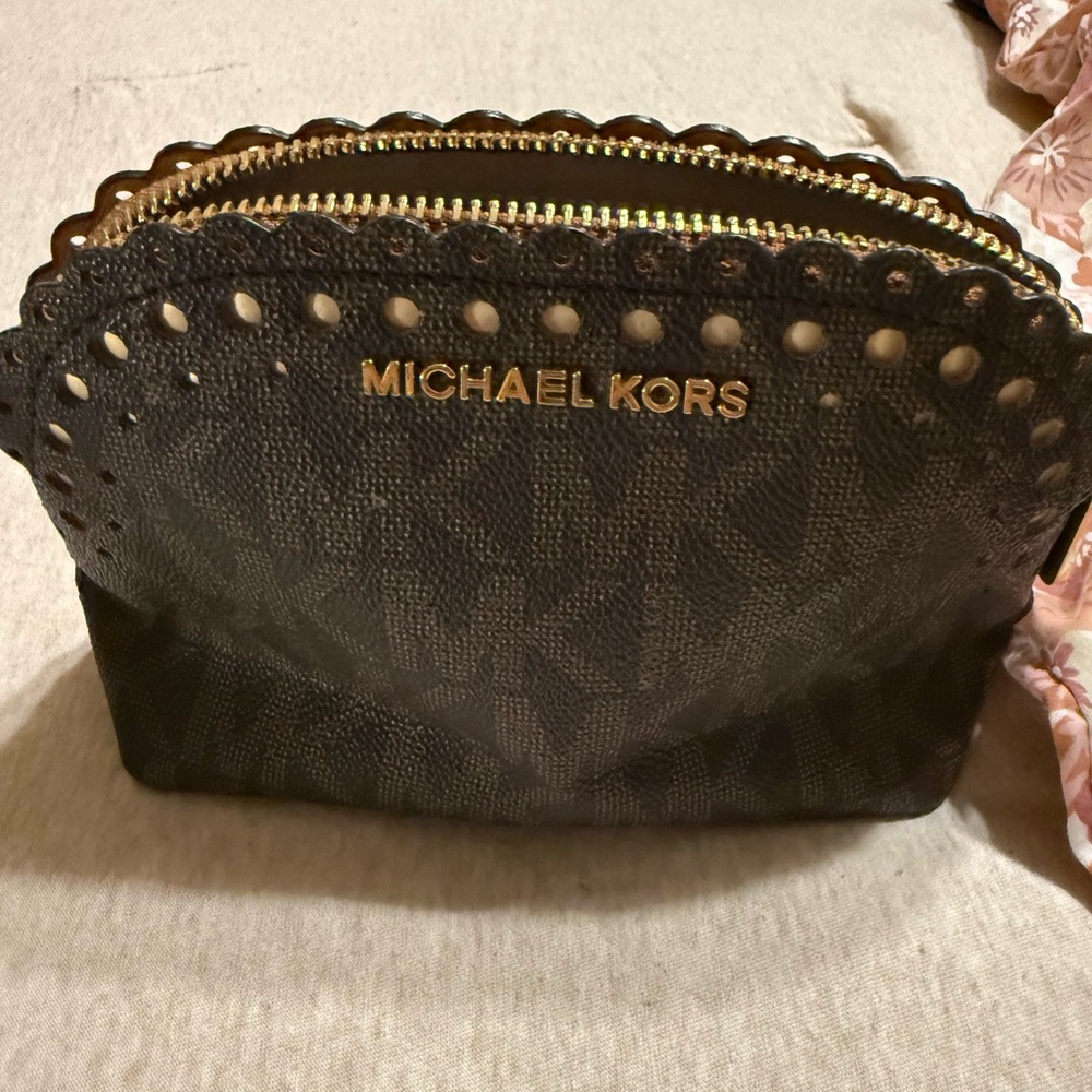 Michael Kors Black and Gold Cosmetic Bag